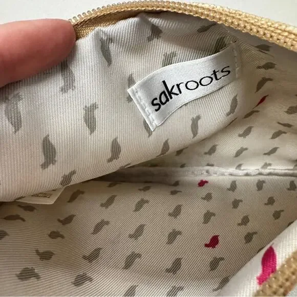 Sakroots Brown Yellow Leaf Print Wristlet Bag Wallet Womens - Picture 4 of 9